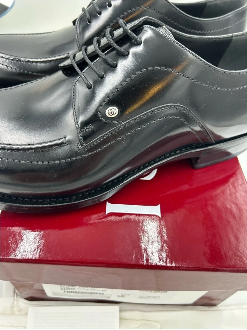 Men’s Gucci, Jasper, black leather derby shoes size 11.5 fits 12 US made Italy